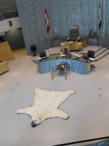 Polar bear rug at the Legislature