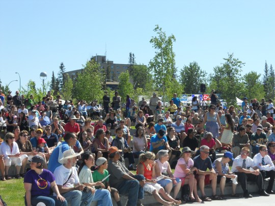 Crowd at Somba K'e Plaza