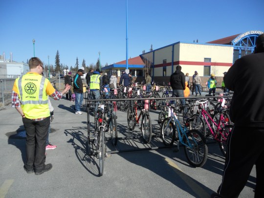 Bike auction - buyers inspecting the merchandise