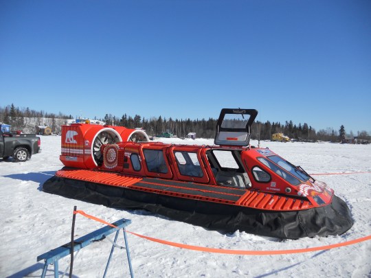 Hovercraft on frozen Yellowknife Bay